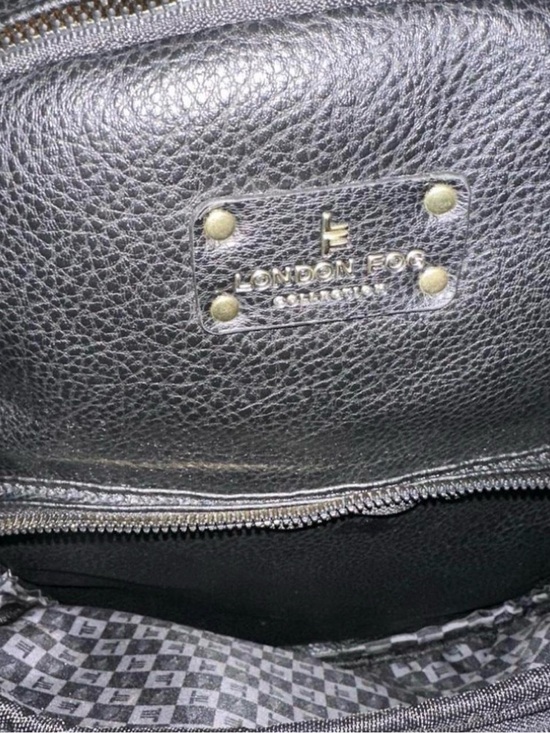 London Fog Black Quilted Backpack with Logo Plate main image 5